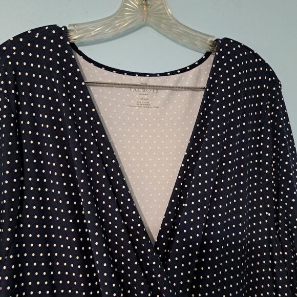 Talbots Polka Dot Print Faux Wrap Stretch Fabric Navy/White Size 22WP NWT - Picture 8 of 14